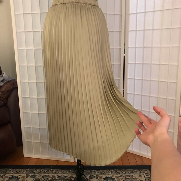 Abercrombie & Fitch Dresses & Skirts - Abercrombie & Fitch Light Green Pleated Midi Skirt Lined Size S